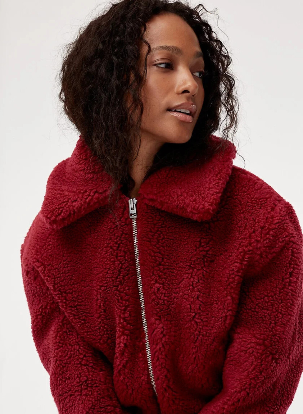 Wilfred Free The Teddy Jacket Red S Aritzia Sherpa Fleece Full Zip Cozy Cottage